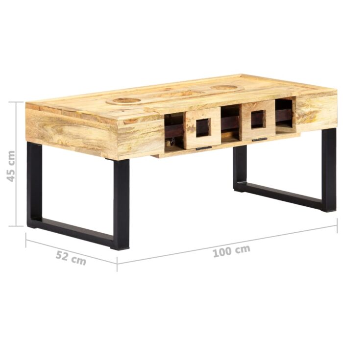 Table basse Style cassette 100x52x45 cm Bois de manguier massif – Image 11