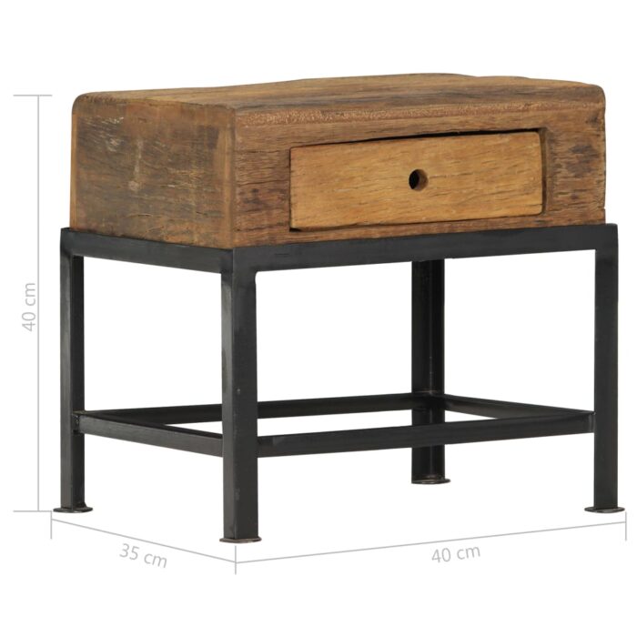 Table de chevet 40 x 35 x 40 cm bois de récupération massif – Image 5