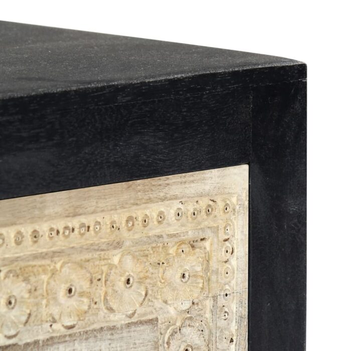Table de chevet sculptée à la main Gris 40x30x50 cm Manguier – Image 6