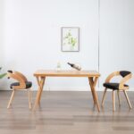 Chaises à manger lot de 2 noir bois courbé et similicuir