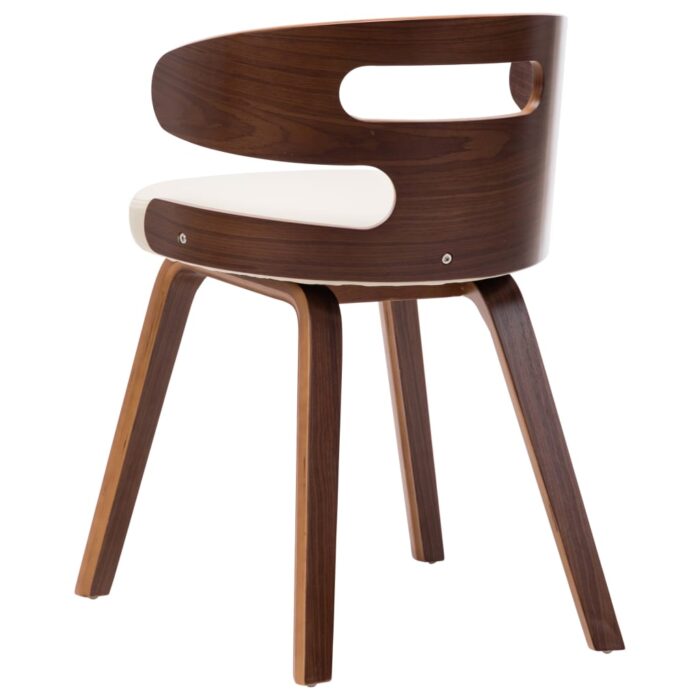 Chaises à manger lot de 2 crème bois courbé et similicuir – Image 3