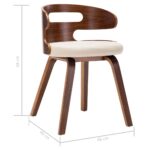 Chaises à manger lot de 2 crème bois courbé et similicuir – Image 5