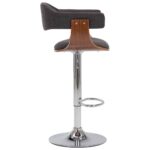 Tabourets de bar lot de 2 gris bois courbé et tissu – Image 2
