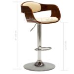 Tabouret de bar Crème Bois courbé et similicuir – Image 6