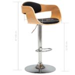 Tabouret de bar Noir Bois courbé et similicuir – Image 7
