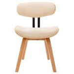 Chaises à manger lot de 2 crème bois courbé et similicuir – Image 2