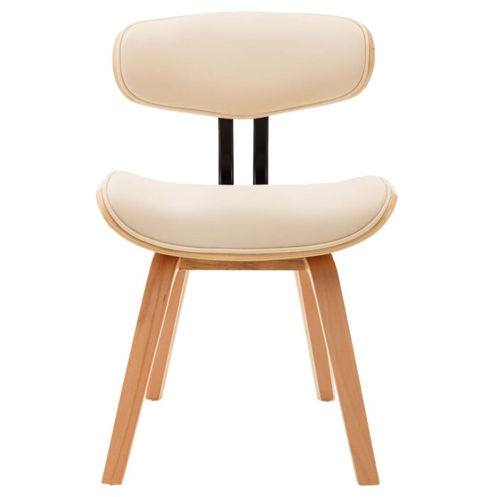 Chaises à manger lot de 2 crème bois courbé et similicuir – Image 2