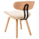 Chaises à manger lot de 2 crème bois courbé et similicuir – Image 4