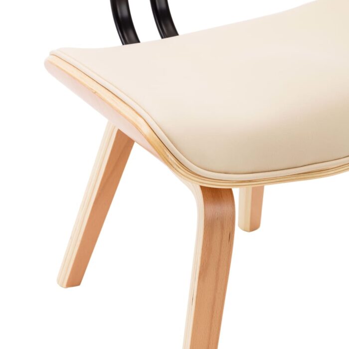 Chaises à manger lot de 2 crème bois courbé et similicuir – Image 5