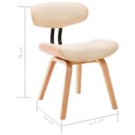 Chaises à manger lot de 2 crème bois courbé et similicuir – Image 6