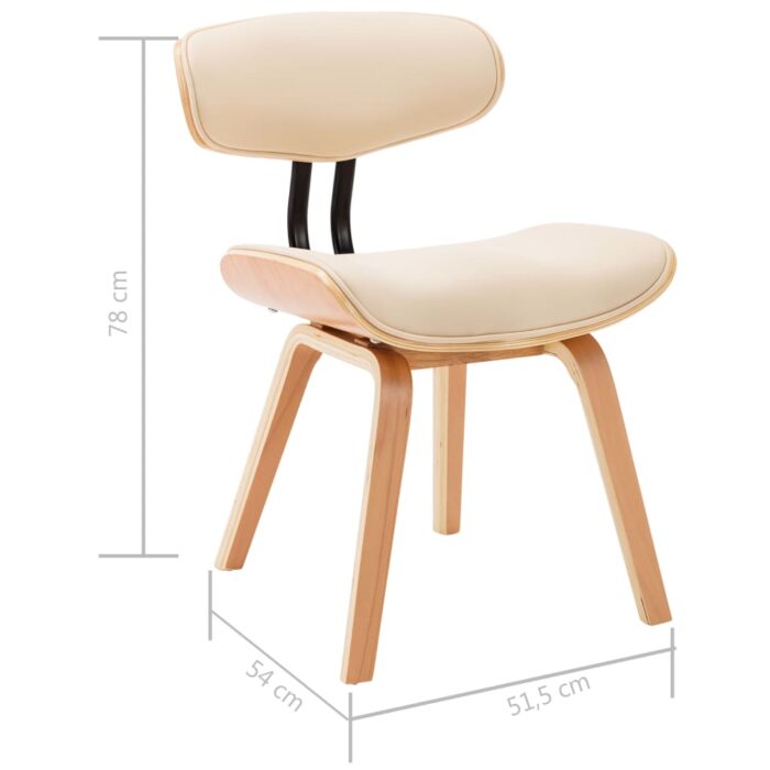 Chaises à manger lot de 2 crème bois courbé et similicuir – Image 6