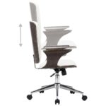 Chaise pivotante de bureau Blanc Similicuir et bois courbé – Image 4