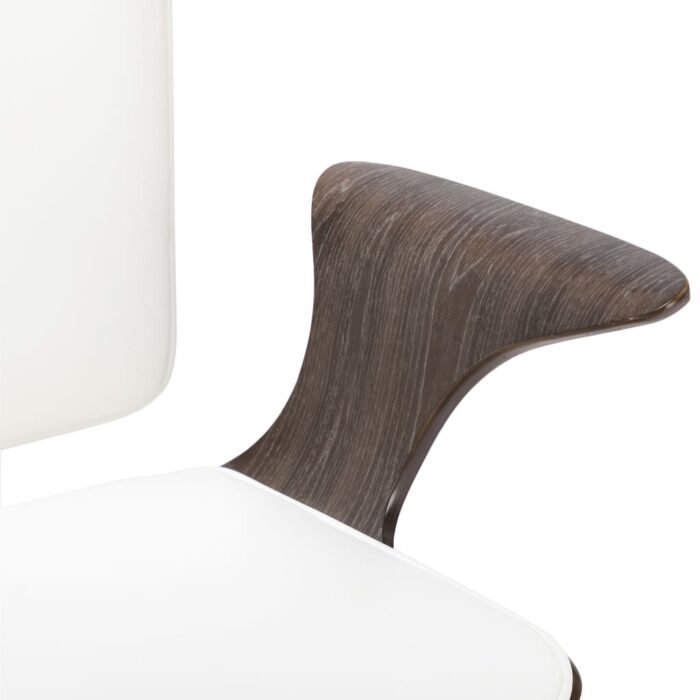 Chaise pivotante de bureau Blanc Similicuir et bois courbé – Image 5