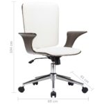 Chaise pivotante de bureau Blanc Similicuir et bois courbé – Image 6