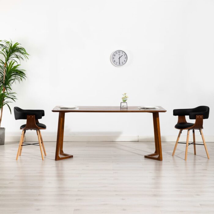VXL8719883666440_m_en_hd_1.jpg Chaises à manger lot de 2 noir similicuir et bois courbé – Image 1