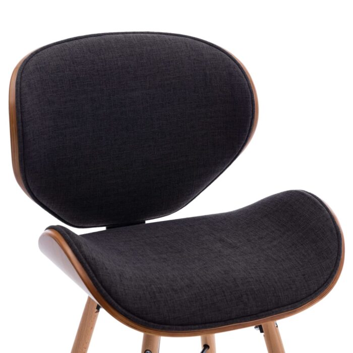 Chaises à manger lot de 2 gris foncé tissu et bois courbé – Image 6