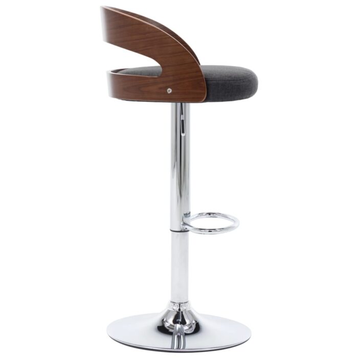 Tabourets de bar lot de 2 gris foncé tissu et bois courbé – Image 4