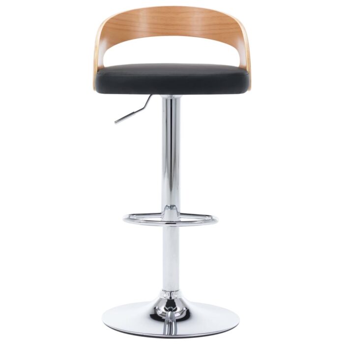 Tabourets de bar lot de 2 noir similicuir et bois courbé – Image 3