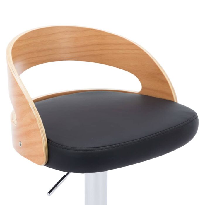 Tabourets de bar lot de 2 noir similicuir et bois courbé – Image 7