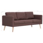 Ensemble de canapé 2 pcs tissu marron – Image 10
