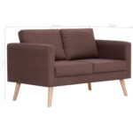 Ensemble de canapé 2 pcs tissu marron – Image 11
