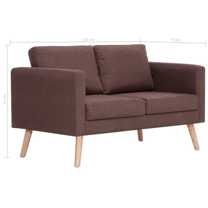 Ensemble de canapé 2 pcs tissu marron – Image 11