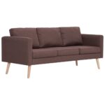 Ensemble de canapé 2 pcs tissu marron – Image 2
