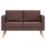Ensemble de canapé 2 pcs tissu marron – Image 6
