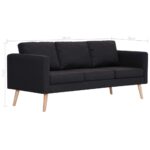 Ensemble de canapé 2 pcs tissu noir – Image 10