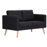 Ensemble de canapé 2 pcs tissu noir – Image 11