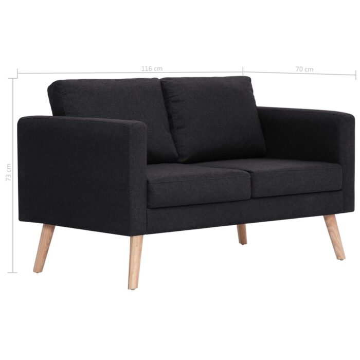Ensemble de canapé 2 pcs tissu noir – Image 11