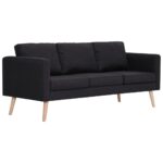 Ensemble de canapé 2 pcs tissu noir – Image 2