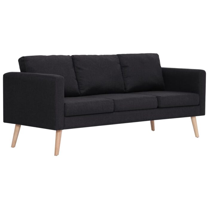 Ensemble de canapé 2 pcs tissu noir – Image 2