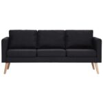 Ensemble de canapé 2 pcs tissu noir – Image 3