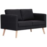 Ensemble de canapé 2 pcs tissu noir – Image 5