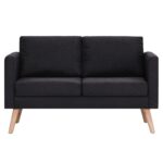 Ensemble de canapé 2 pcs tissu noir – Image 6
