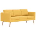 Ensemble de canapé 2 pcs tissu jaune – Image 2