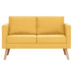 Ensemble de canapé 2 pcs tissu jaune – Image 6