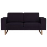 Ensemble de canapé 2 pcs tissu noir – Image 6