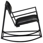 Chaise à bascule Noir Cuir véritable – Image 3