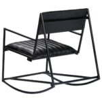 Chaise à bascule Noir Cuir véritable – Image 4