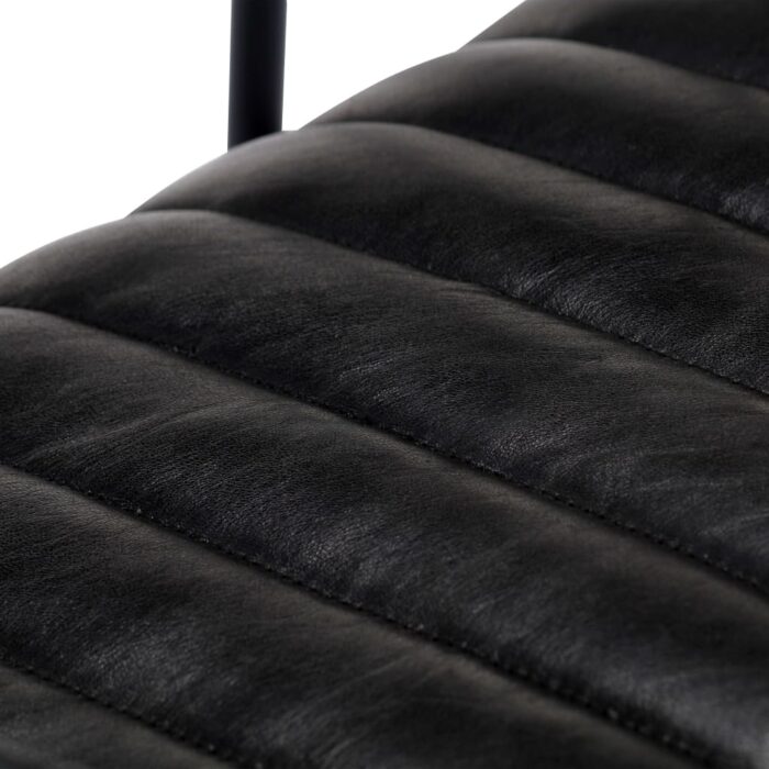 Chaise à bascule Noir Cuir véritable – Image 6
