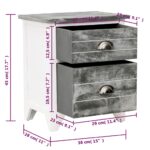 Table de chevet Gris et blanc 38x28x45 cm Bois de Paulownia – Image 5