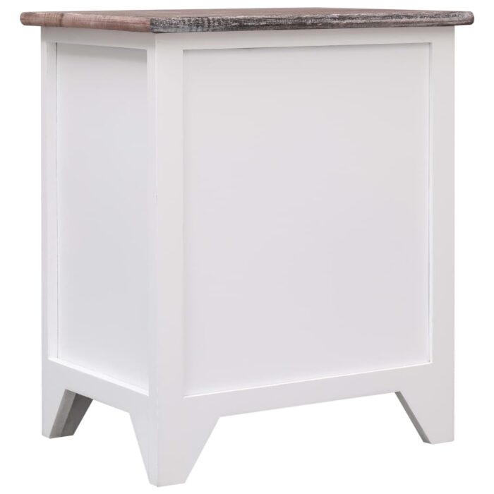 Table de chevet Marron et blanc 38x28x45 cm Bois de Paulownia – Image 3