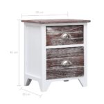 Table de chevet Marron et blanc 38x28x45 cm Bois de Paulownia – Image 5