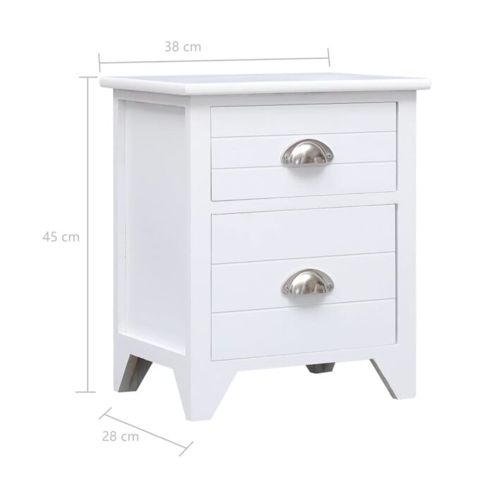 Table de chevet Blanc 38x28x45 cm Bois de Paulownia – Image 5