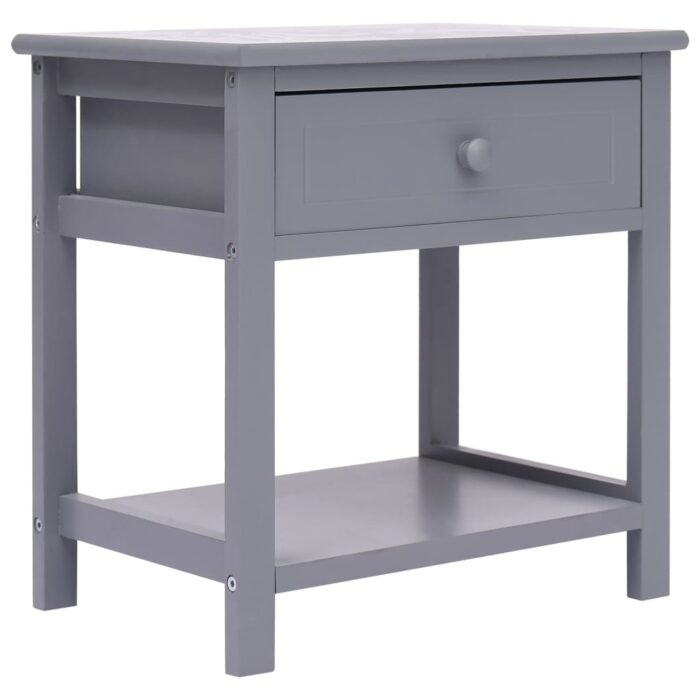 Table de chevet Gris 40x29x42 cm Bois de Paulownia – Image 1