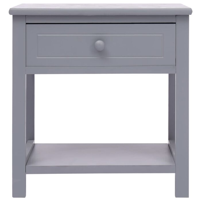 Table de chevet Gris 40x29x42 cm Bois de Paulownia – Image 2