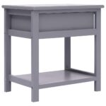 Table de chevet Gris 40x29x42 cm Bois de Paulownia – Image 3