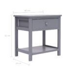 Table de chevet Gris 40x29x42 cm Bois de Paulownia – Image 5